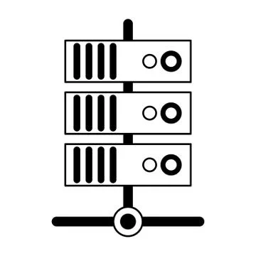 Servers database technology black and white Illustrazione stock