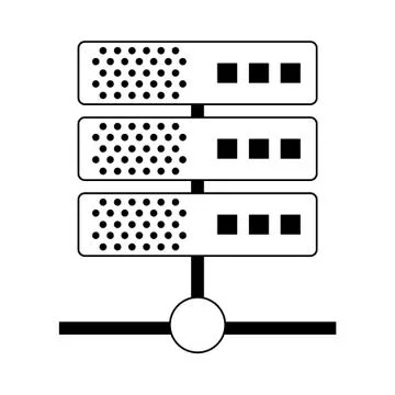 Servers database technology isolated symbol in black and white Stock Illustration