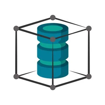 Servers disks protected inside cube security system Vector illustration Stock Illustration