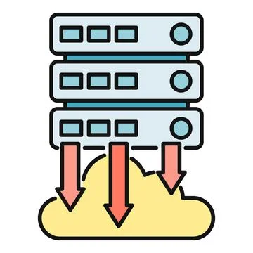 Servers downloading data from cloud storage technology Stock Illustration