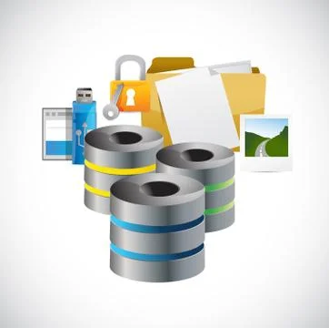 Servers icons and tools illustration Illustrazione stock