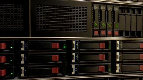 Servers installed in the server Cabinet. Equipment indication. Stock Footage 126427133