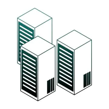 Servers isometric technology blue lines Illustrazione stock