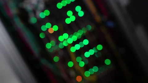 Servers in Modern Data Center - Cloud Computing - Internet Traffic Stock Footage 169958500