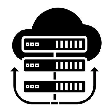 Servers network - cloud icon, vector illustration, black sign on isolated 스톡 일러스트