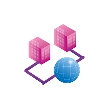 Servers network data center with sphere browser イラスト素材