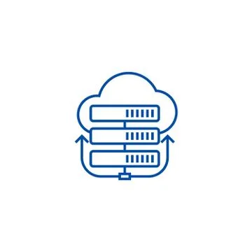 Servers network,cloud line icon concept. Servers network,cloud flat vector Stock Illustration