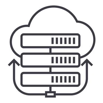 Servers network,cloud vector line icon, sign, illustration on background Stockillustratie