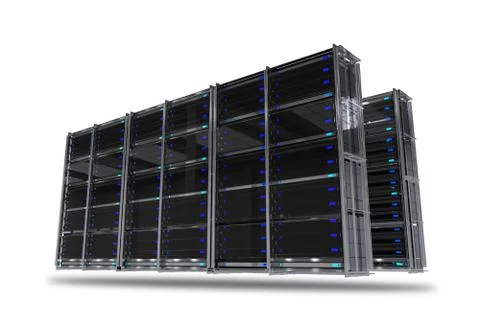 Servers rack isolated on white background. 3d render illustration of servers. 스톡 일러스트