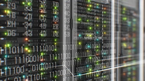 Servers Racks Computing Process Digital Visualization Loop 3d Animation Stock Footage 306160829