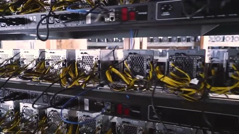 Servers Racks With GPU For Bitcoin Mining. Video stock 169766346