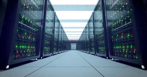 Servers racks.  Modern datacenter. Cloud computing. 4k UHD Video stock 69159655
