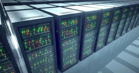 Servers racks.  Modern datacenter. Cloud computing. 4k UHD Vídeo Stock 69159906