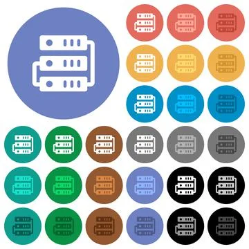 Servers round flat multi colored icons Stock Illustration