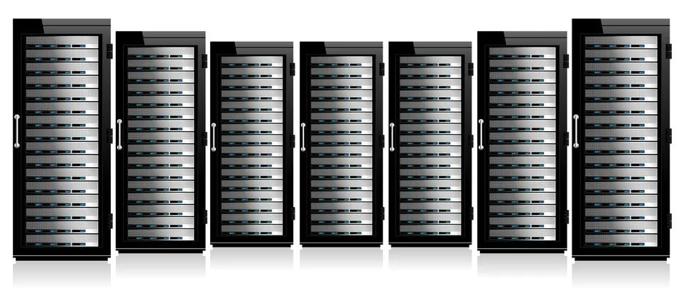 Servers in a Row Stock Illustration