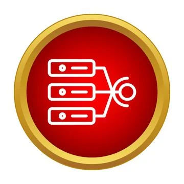 Servers sending data to a single network connection point Stock Illustration