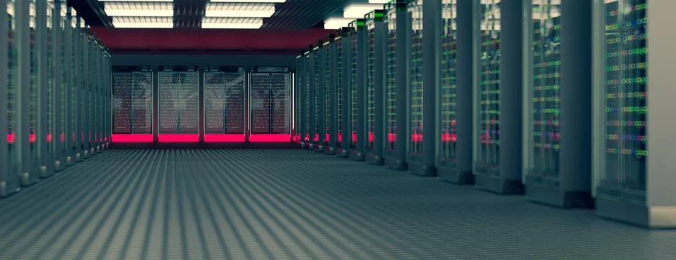 Servers. Server room data center. Backup, hosting, mainframe, farm and computer Illustrazione stock