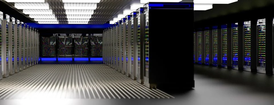 Servers. Server room data center. Backup, hosting, mainframe, farm and computer Stock Illustration