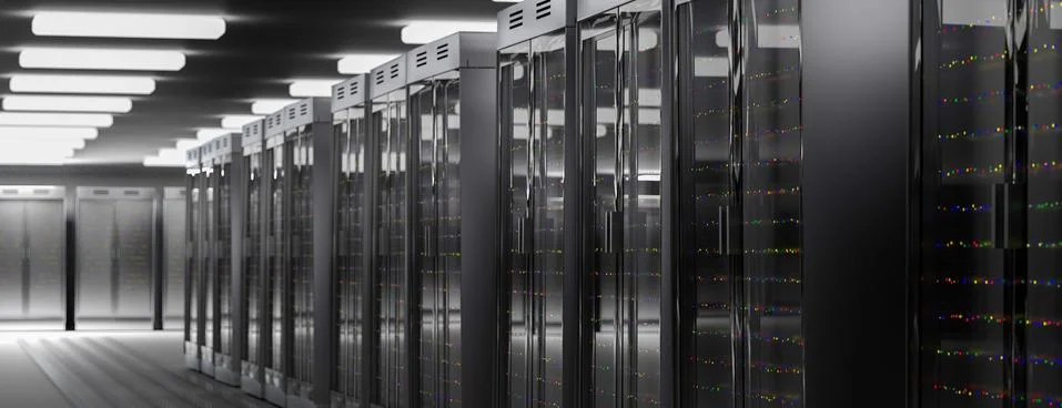 Servers. Server room data center. Backup, hosting, mainframe, farm and computer Illustrazione stock
