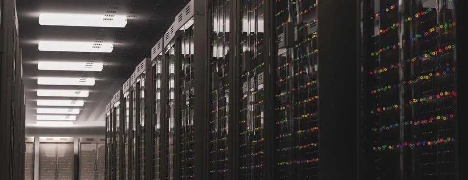 Servers. Server room data center. Backup, hosting, mainframe, farm and computer Stock Illustration