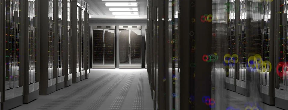 Servers. Server room data center. Backup, hosting, mainframe, farm and computer Stock Illustration