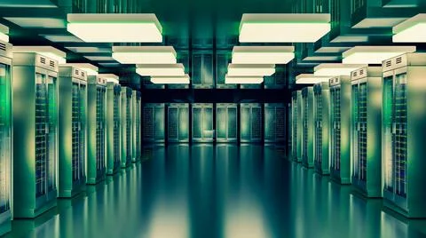 Servers. Server room data center. Backup, hosting, mainframe, farm and computer Stock Illustration