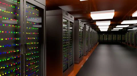 Servers. Server room data center. Backup, hosting, mainframe, farm and computer Stock Illustration