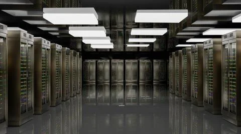 Servers. Server room data center. Backup, hosting, mainframe, farm and computer Stock Illustration