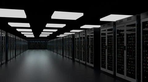 Servers. Server room data center. Backup, hosting, mainframe, farm and computer Stock Illustration