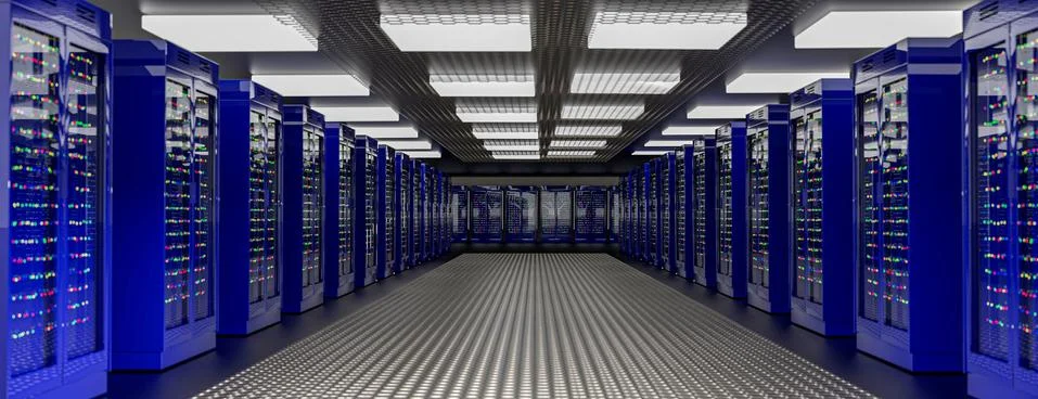 Servers. Server room data center. Backup, hosting, mainframe, farm and computer Stock Illustration