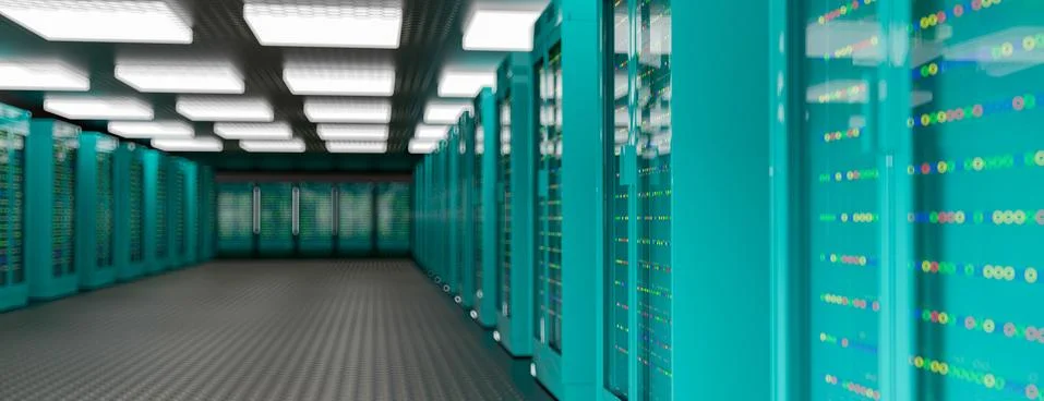 Servers. Server room data center. Backup, hosting, mainframe, farm and computer Stock-Illustration