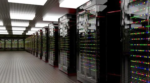 Servers. Server room data center. Backup, hosting, mainframe, farm and computer Illustrazione stock