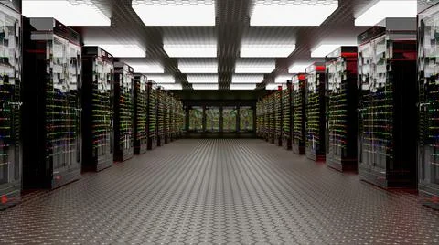 Servers. Server room data center. Backup, hosting, mainframe, farm and computer Stock Illustration