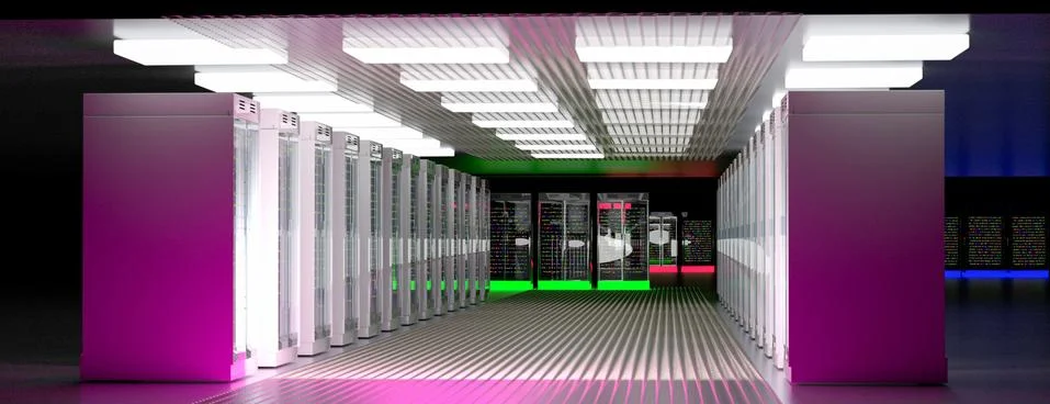 Servers. Server room data center. Backup, hosting, mainframe, farm and computer Stock Illustration