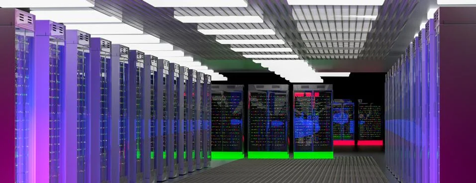 Servers. Server room data center. Backup, hosting, mainframe, farm and computer Stock Illustration
