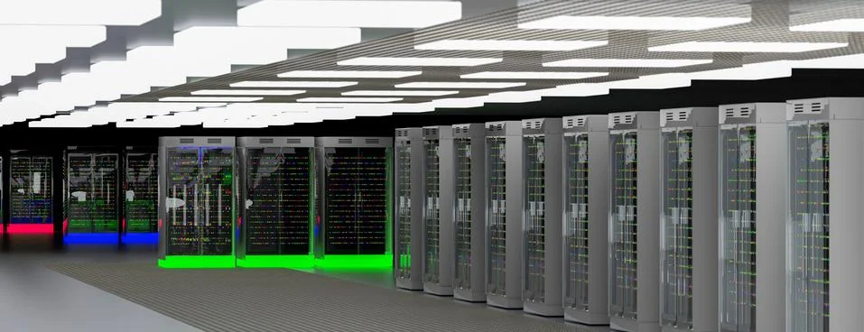 Servers. Server room data center. Backup, hosting, mainframe, farm and computer Stock Illustration