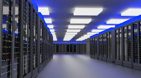 Servers. Servers room data center. Backup, mining, hosting, mainframe, farm and Illustrazione stock