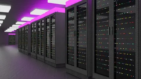 Servers. Servers room data center. Backup, mining, hosting, mainframe, farm and Illustrazione stock