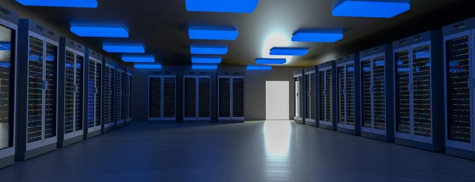 Servers. Servers room data center. Backup, mining, hosting, mainframe, farm and Illustrazione stock