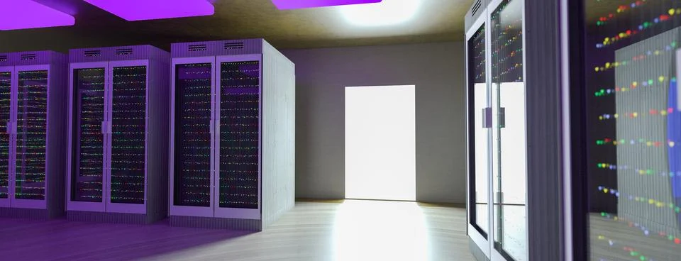 Servers. Servers room data center. Backup, mining, hosting, mainframe, farm and Stock Illustration