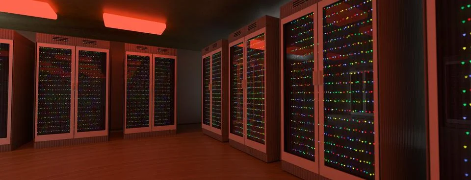 Servers. Servers room data center. Backup, mining, hosting, mainframe, farm and Illustrazione stock