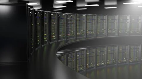 Servers. Servers room data center. Backup, mining, hosting, mainframe, farm and Stock Illustration