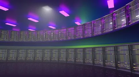 Servers. Servers room data center. Backup, mining, hosting, mainframe, farm and Stock Illustration