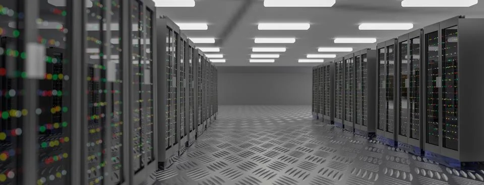 Servers. Servers room data center. Backup, mining, hosting, mainframe, farm and Illustrazione stock
