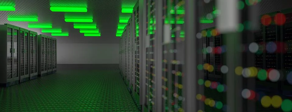 Servers. Servers room data center. Backup, mining, hosting, mainframe, farm and Stock Illustration