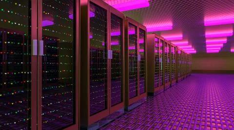 Servers. Servers room data center. Backup, mining, hosting, mainframe, farm and Illustrazione stock