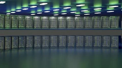 Servers. Servers room data center. Backup, mining, hosting, mainframe, farm and Stock Illustration