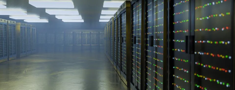 Servers. Servers room data center. Backup, mining, hosting, mainframe, farm and Ilustración de archivo