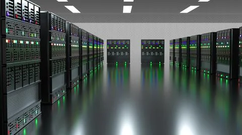 Servers. Servers room data center. Backup, mining, hosting, mainframe, farm and Illustrazione stock