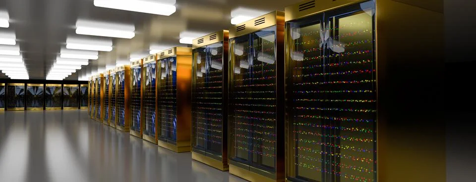 Servers. Servers room data center. Backup, mining, hosting, mainframe, farm and Ilustración de archivo
